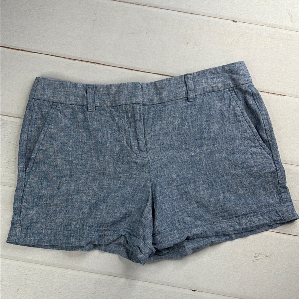 Ann Taylor LOFT Blue Tailored Bermuda Shorts with Textured Fabric Size 2